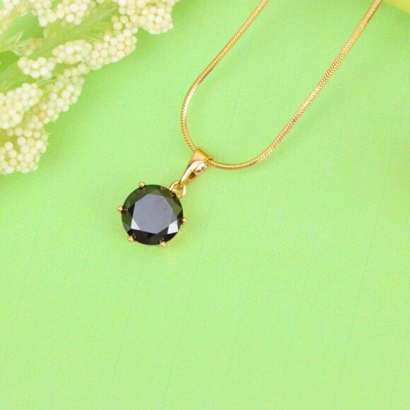 "Classic Round Black Pendant in Rose Gold with Glossy Faceted Finish, XPPT1501 - Picture 12 of 13